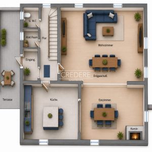 Grundriss EG mit kl. Abweichungen zur Realität